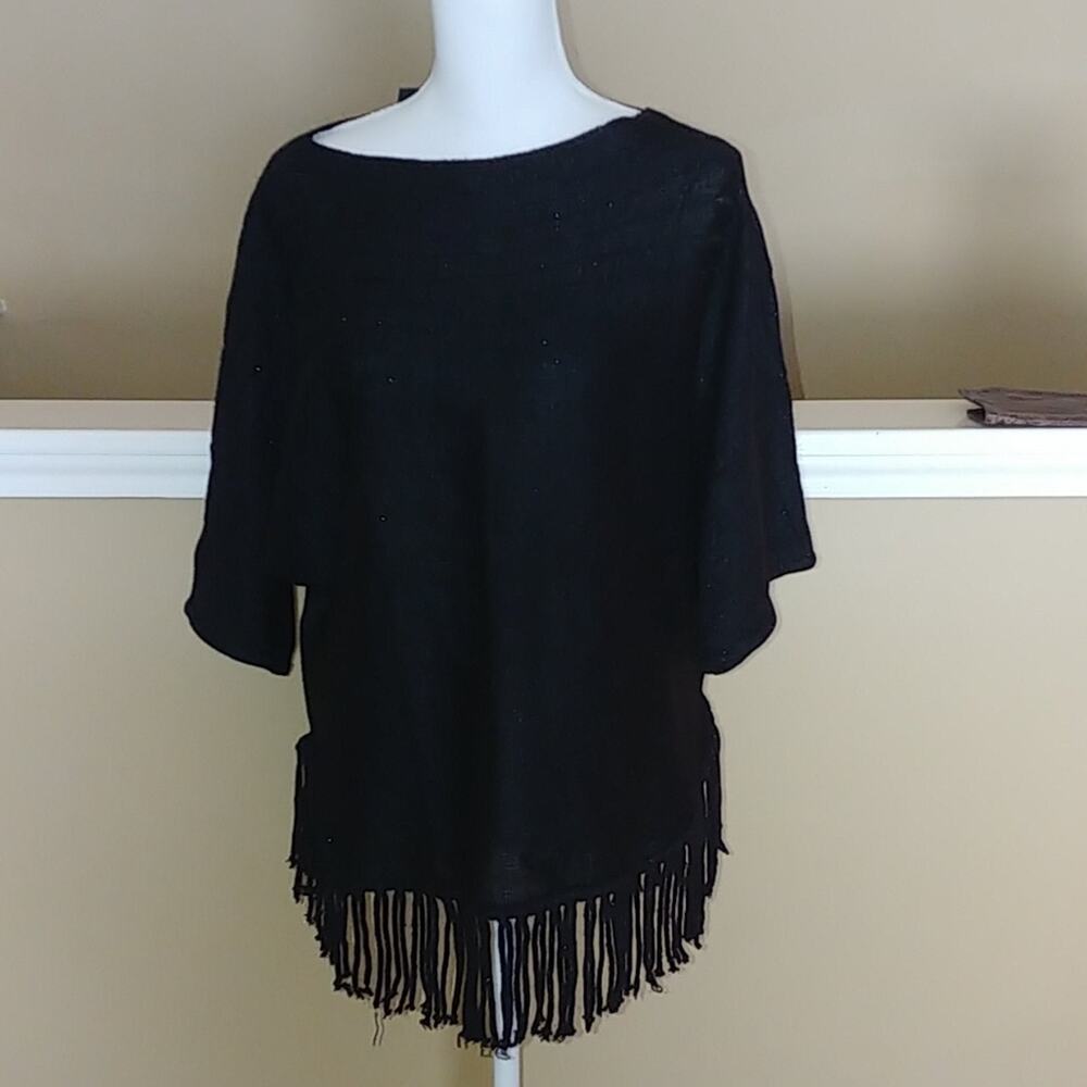 gnw Sweater Lurex Fringe Pullover Silver Threading Medium NWT